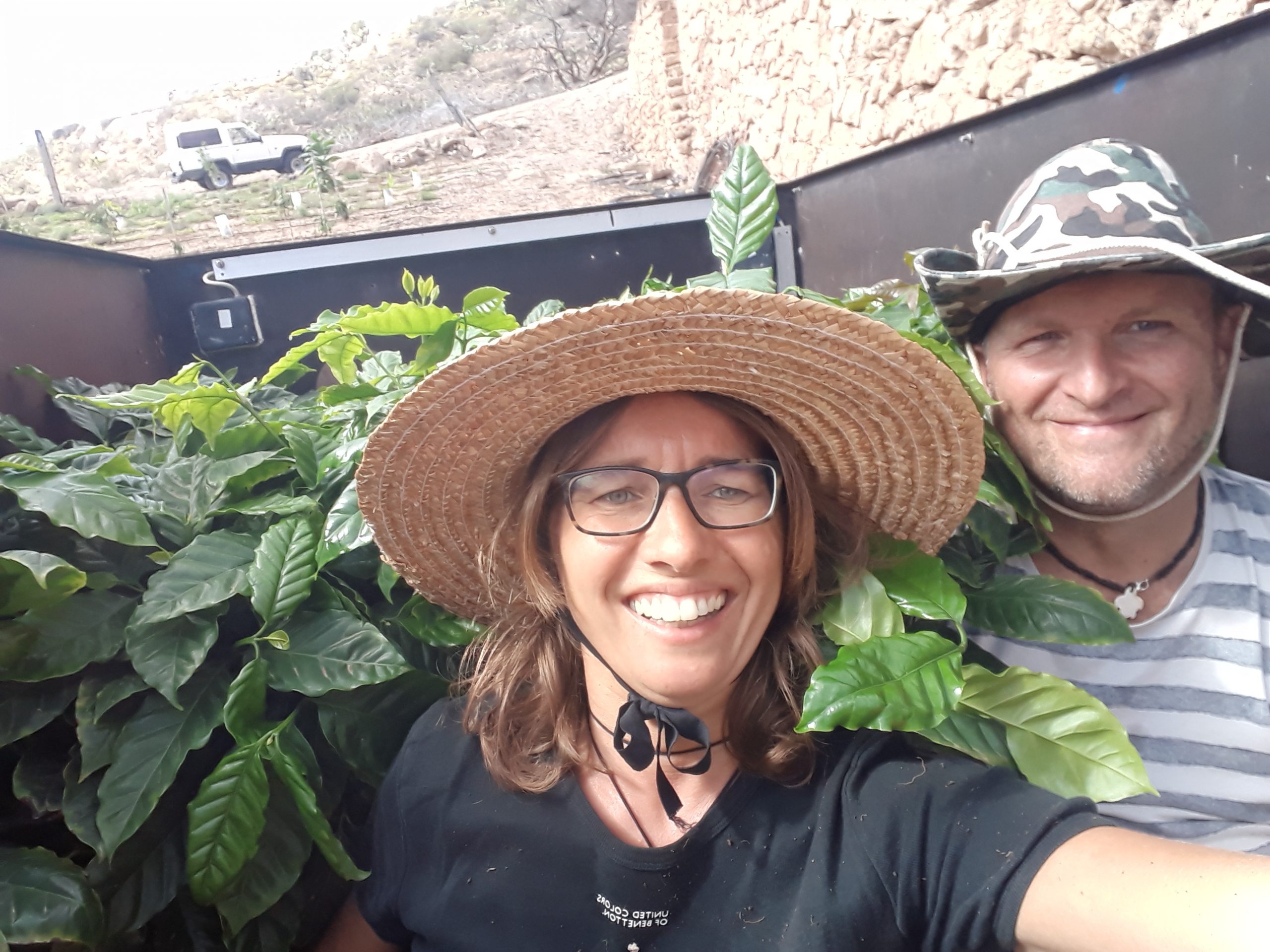 Agathe und Peter im Anhänger